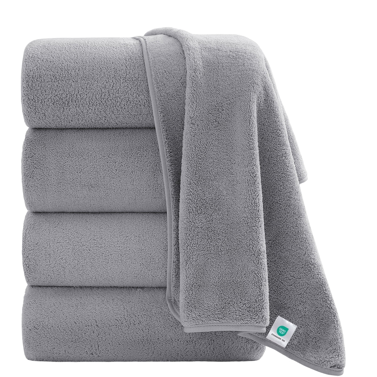 4 Pack Oversized Bath Sheet Towels 700 GSM Ultra Soft Light Gray Bath Towel Set